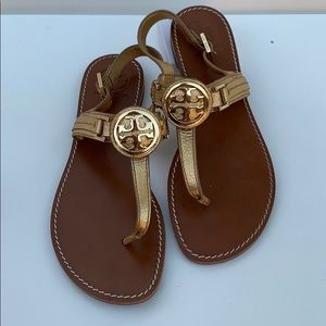 TORY BURCH gold sandals size 9m